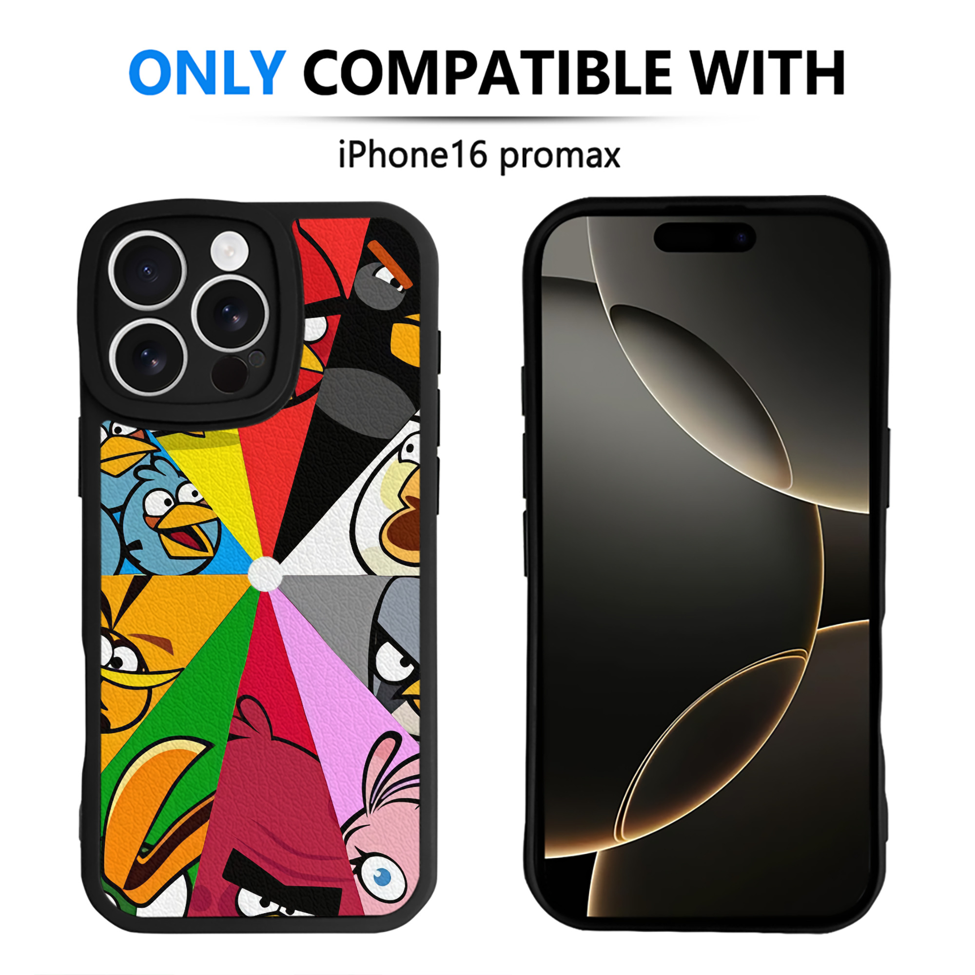 （画像用） Angry Birds アングリーバード 【iPhone 16シリーズ対応】シリコンスマホケース（レザー調） 材質：シリコン